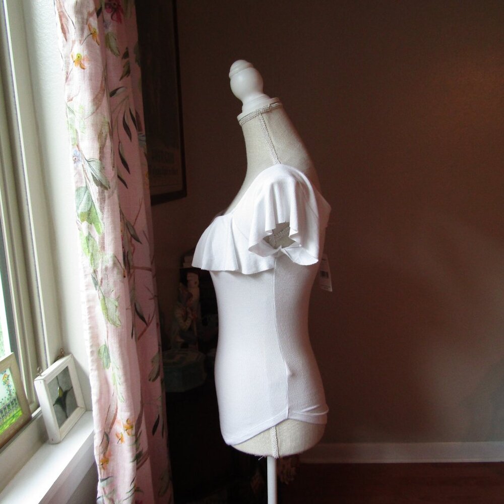 Free people Last Call White Ribbed Top M - Picture 3 of 9